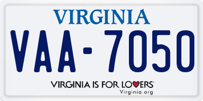 VA license plate VAA7050