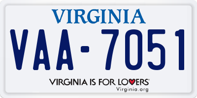 VA license plate VAA7051
