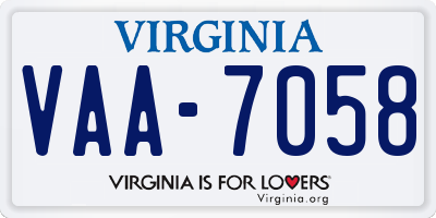 VA license plate VAA7058