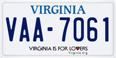 VA license plate VAA7061
