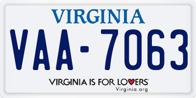 VA license plate VAA7063