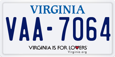 VA license plate VAA7064