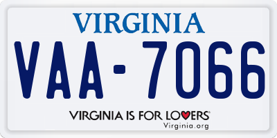 VA license plate VAA7066