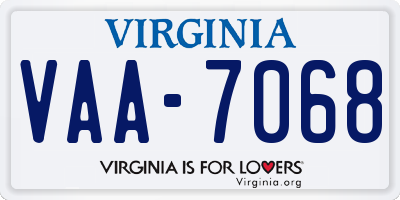 VA license plate VAA7068