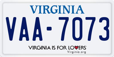 VA license plate VAA7073