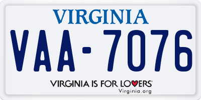VA license plate VAA7076