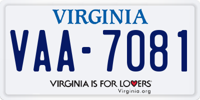 VA license plate VAA7081