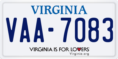 VA license plate VAA7083
