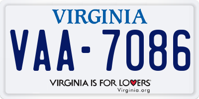 VA license plate VAA7086