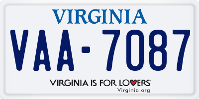 VA license plate VAA7087