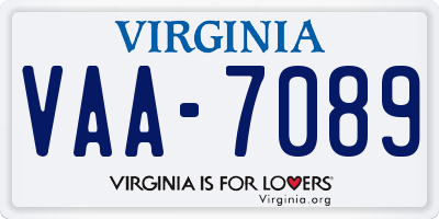 VA license plate VAA7089