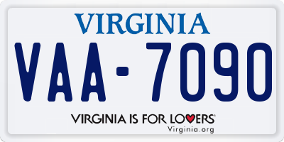 VA license plate VAA7090