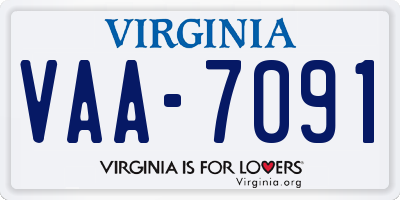 VA license plate VAA7091