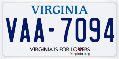 VA license plate VAA7094