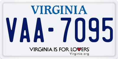 VA license plate VAA7095