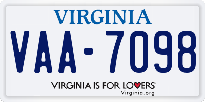 VA license plate VAA7098