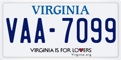 VA license plate VAA7099