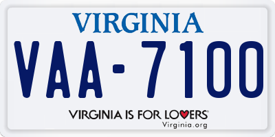 VA license plate VAA7100