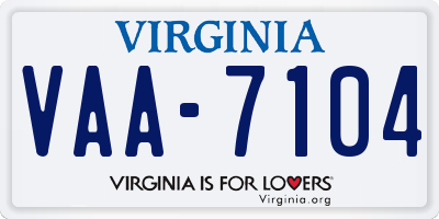 VA license plate VAA7104