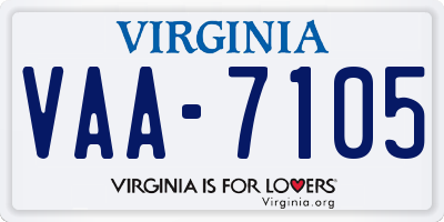 VA license plate VAA7105