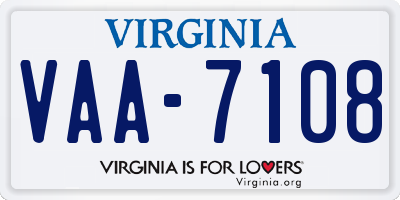 VA license plate VAA7108