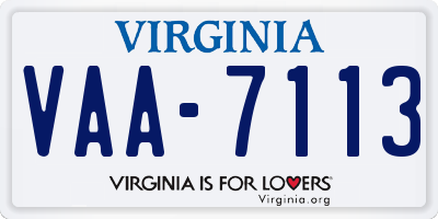 VA license plate VAA7113