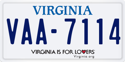VA license plate VAA7114
