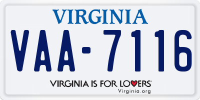 VA license plate VAA7116