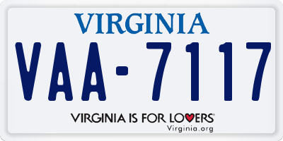 VA license plate VAA7117