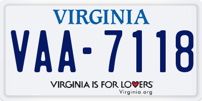 VA license plate VAA7118