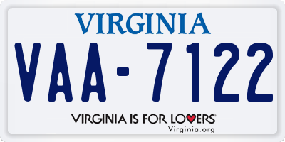 VA license plate VAA7122