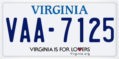 VA license plate VAA7125