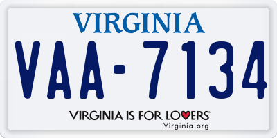 VA license plate VAA7134