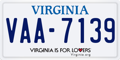 VA license plate VAA7139