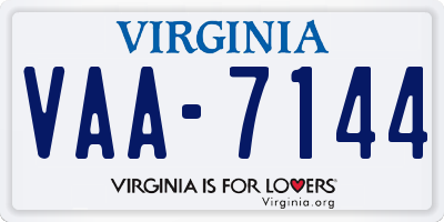 VA license plate VAA7144