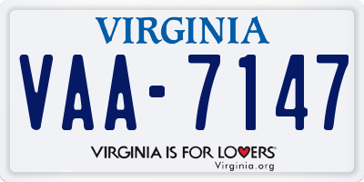 VA license plate VAA7147