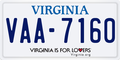 VA license plate VAA7160