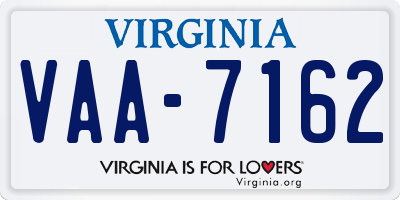 VA license plate VAA7162