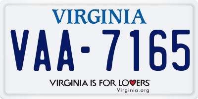 VA license plate VAA7165