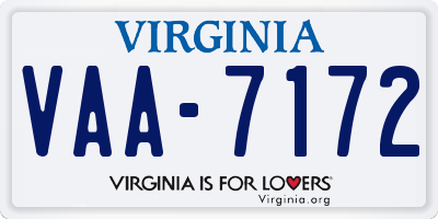 VA license plate VAA7172
