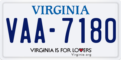 VA license plate VAA7180