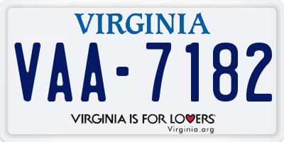 VA license plate VAA7182