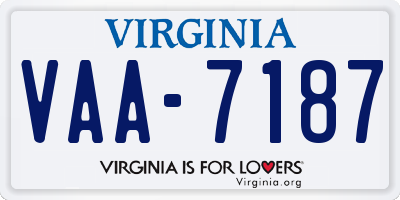 VA license plate VAA7187