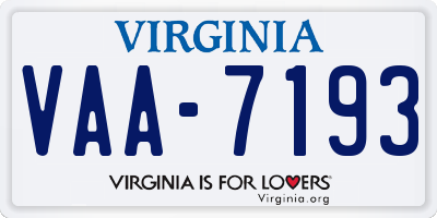 VA license plate VAA7193