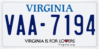 VA license plate VAA7194