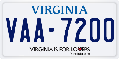 VA license plate VAA7200