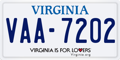 VA license plate VAA7202