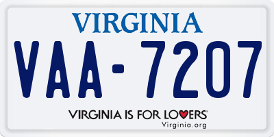 VA license plate VAA7207