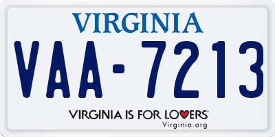 VA license plate VAA7213