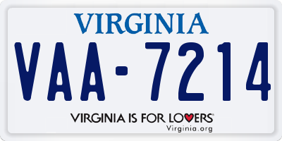 VA license plate VAA7214